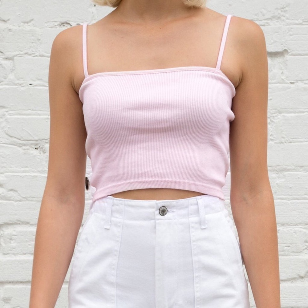 Light Pink Cropped Spaghetti Strap Tank Top